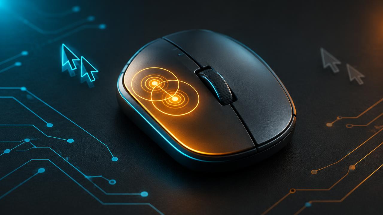 Computer mouse showing two overlapping click signals on its left button